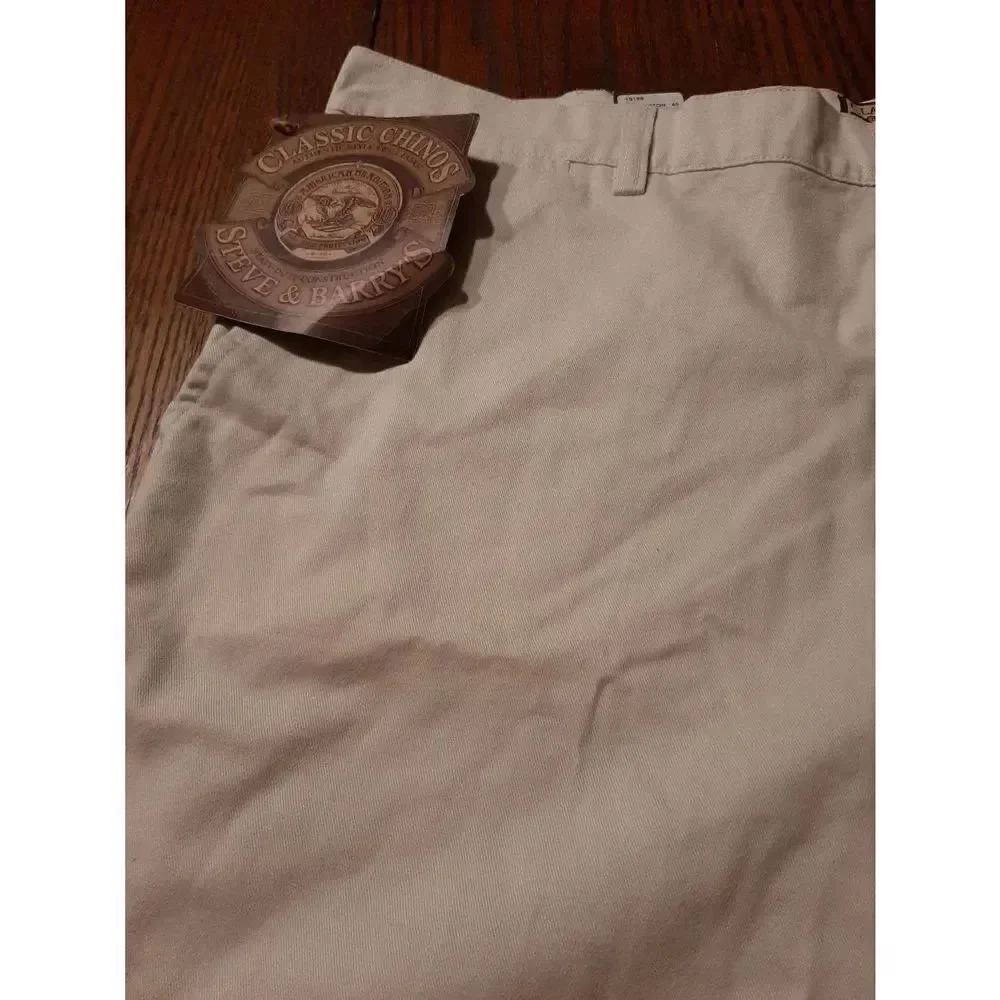 New Size 40 Steve & Barry's High Waist Classic Chino Cotton Khaki Tan Shorts NWT